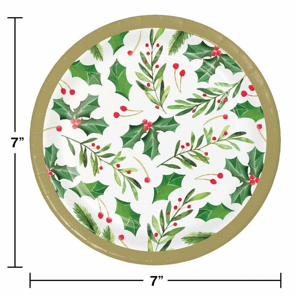 Traditional Holly Luncheon Plate 8ct - Toy World Inc
