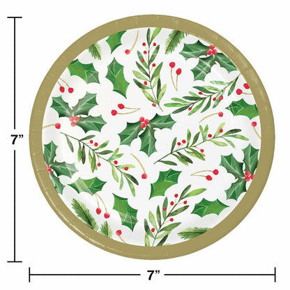 Traditional Holly Luncheon Plate 8ct - Toy World Inc