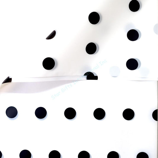 White with Black Dots Korean Floral Wrapping Paper 20ct