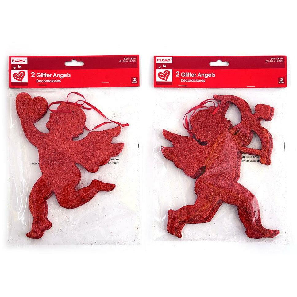 Valentine Glittered Angels 2ct - Toy World Inc