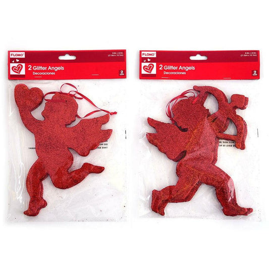 Valentine Glittered Angels 2ct - Toy World Inc