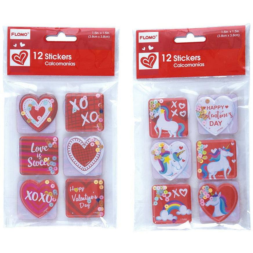 Valentine Sticker 12ct - Toy World Inc