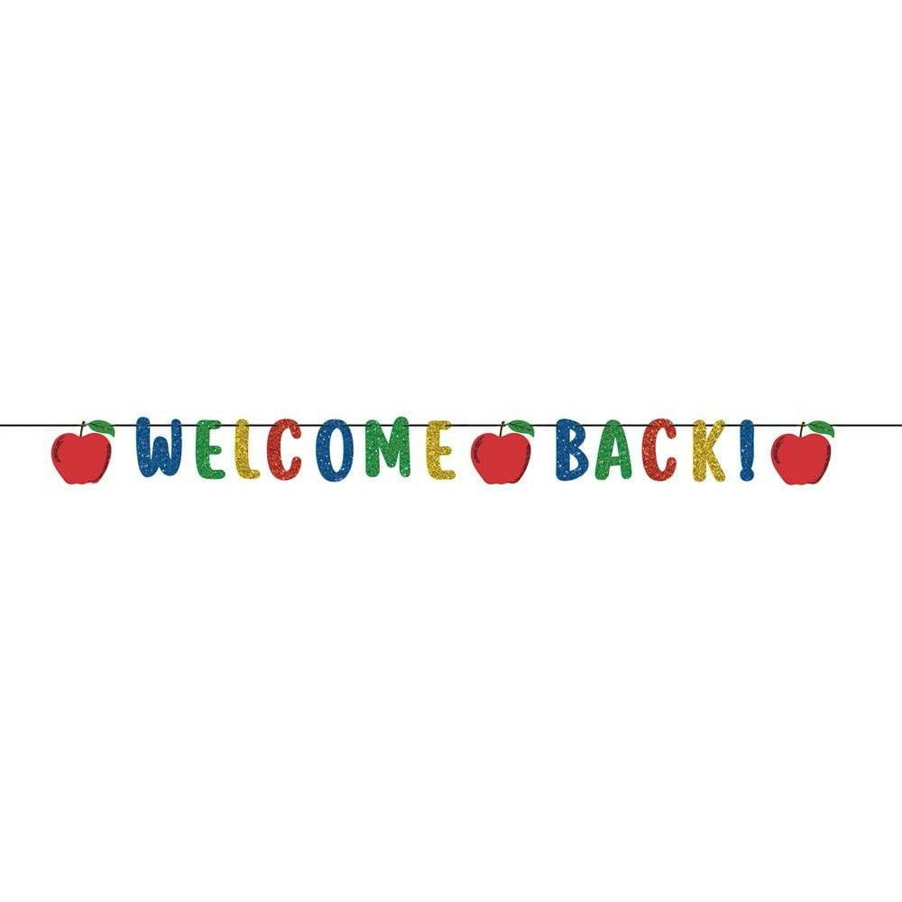 Welcome Back Ribbon Banner with Glitter Paper Letters 1ct - Toy World Inc