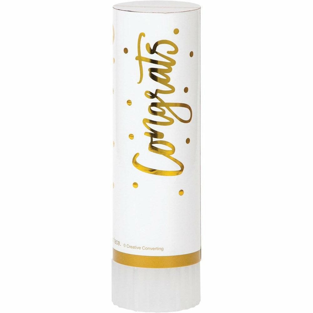 White And Gold Wedding Confetti Cannons 8Ct - Toy World Inc