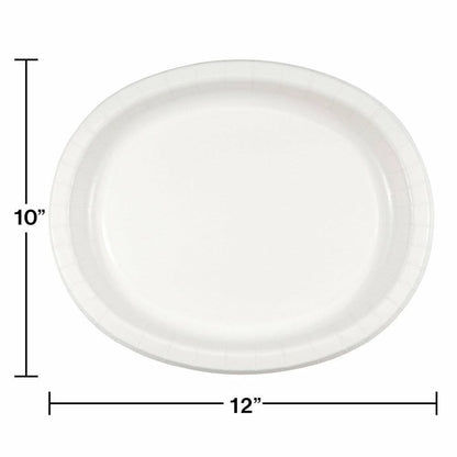 White Oval Platter 10in x 12in 8ct - Toy World Inc