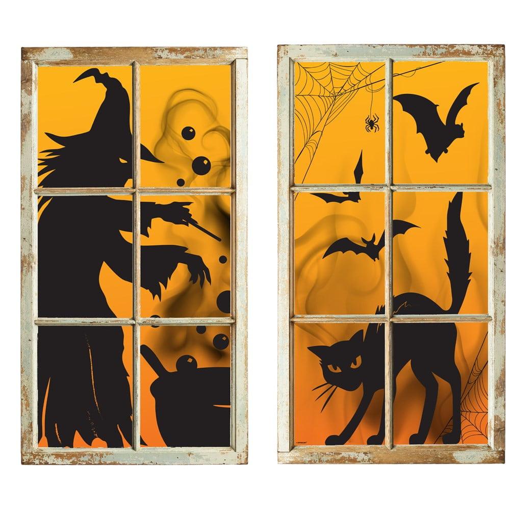 Window Witch And Cat Silhouet - Toy World Inc